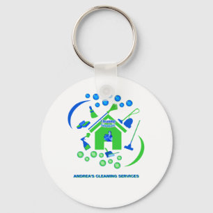 Trendy Green and Blue Cleaning Services Cute  Key Ring