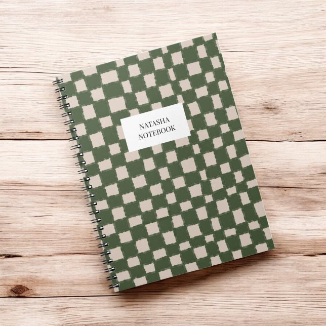 Trendy Green and Grey Chequerboard Pattern  Notebook (Creator Uploaded)