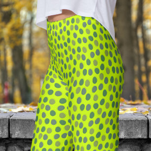 Trendy Green and Lime Polka Dot Pattern Leggings