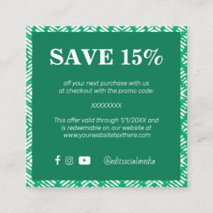 Trendy Green Business Discount Card