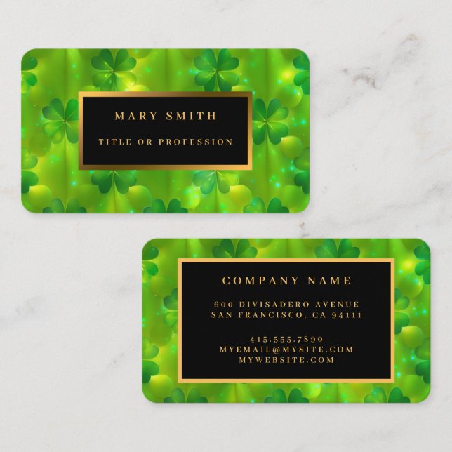 Trendy Green Clover 4 Lists Collection Business Card (Front/Back)