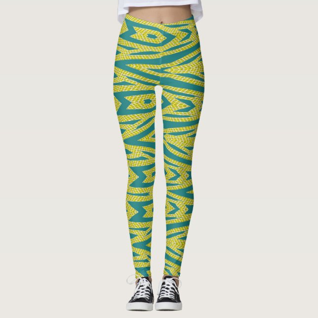 Trendy green colour pattern "Ratti_Creative_Arts" Leggings (Front)