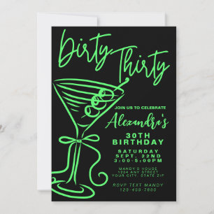 Trendy Green Dirty Thirty 30th Birthday Invitation