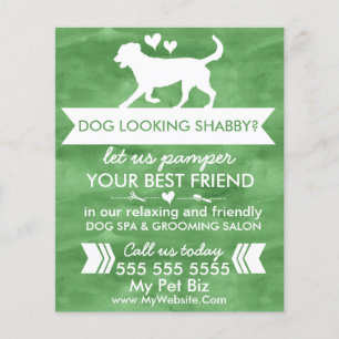 Trendy Green Dog Grooming Flyer - Personalizable