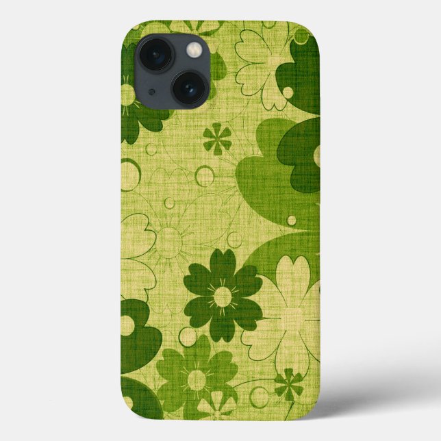 Trendy Green Flower Vintage Case-Mate iPhone Case (Back)
