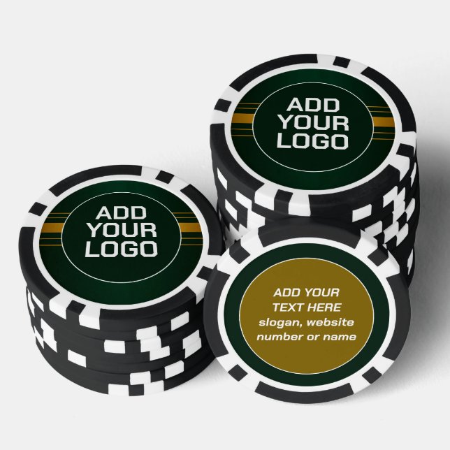 Trendy Green Gold Luxury Linen Texture Collection Poker Chips (Stack)
