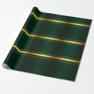 Trendy Green Gold Luxury Linen Texture Collection Wrapping Paper