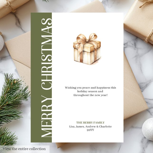 Trendy Green Gold Minimalist Christmas Greeting Holiday Card (Trendy Green Gold Minimalist Christmas Greeting Holiday Card)