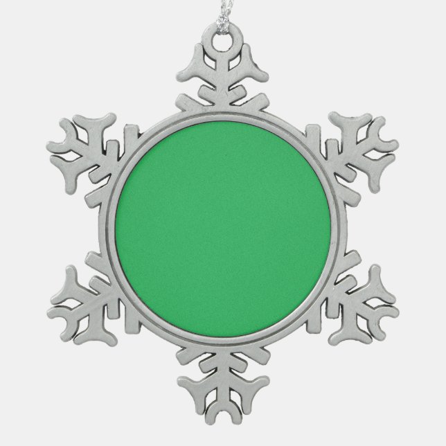 Trendy Green Grainy Background Snowflake Pewter Christmas Ornament (Front)