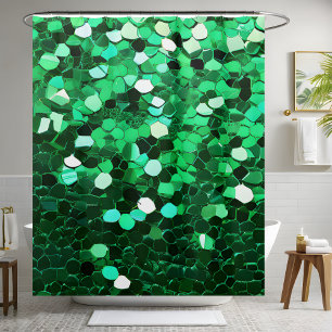 Trendy Green Sequin Shower Curtain 