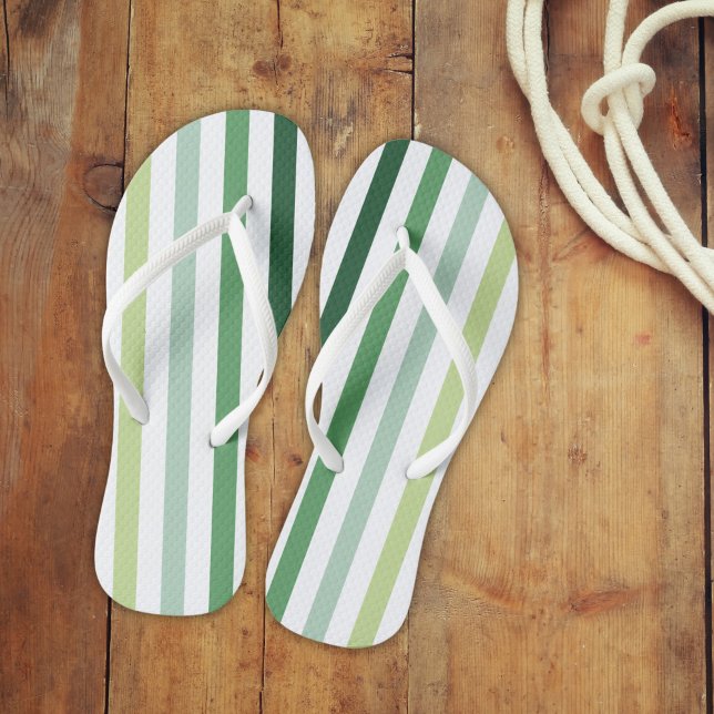 Trendy Green Stripes Thongs (flip flops with green stripes)
