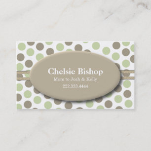 Trendy Green & Taupe Polka Dot Mummy card