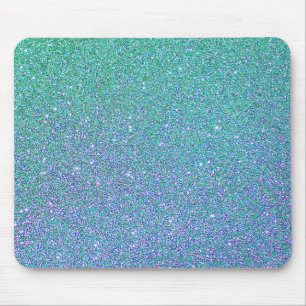 Trendy Green Teal Blue Glitter Pattern Mouse Pad