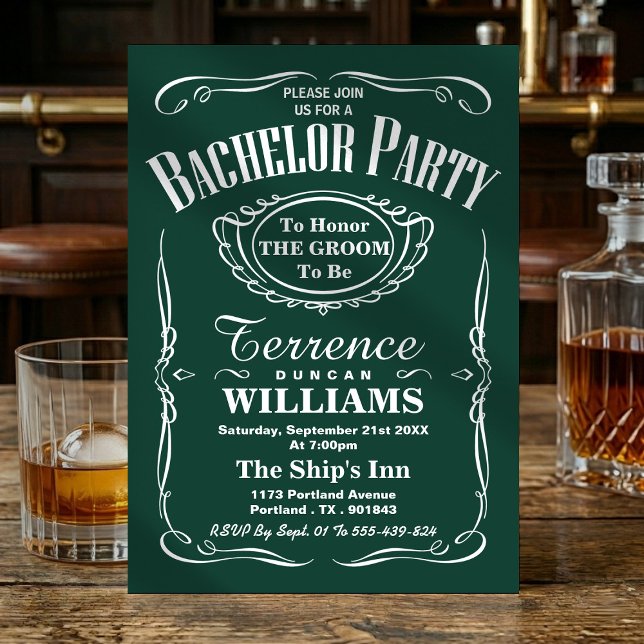 Trendy Green Typography Bachelor Party Invitation (Creator Uploaded)