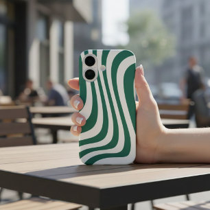 Trendy Green Wavy Line Case for iPhone 16 & iPad 