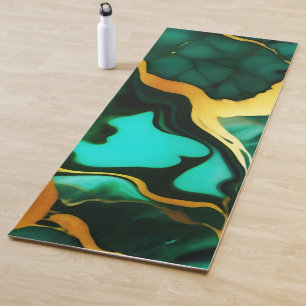 Trendy Green yellow Gold faux marble Yoga Mat