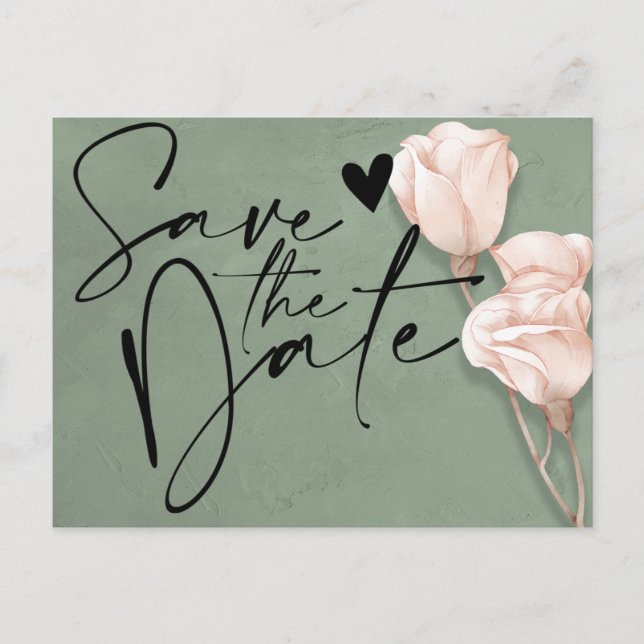 trendy greener Save the Date Announcement Postcard (Front)