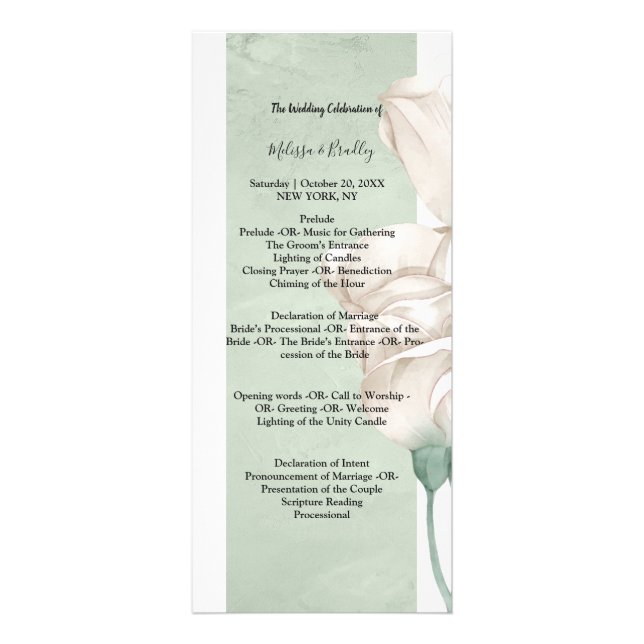 trendy greenery ceremony Program Rack Card (Front)