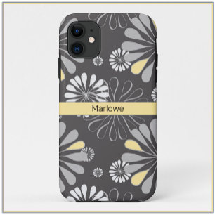 Trendy Grey and Yellow Floral iPhone 11 Case