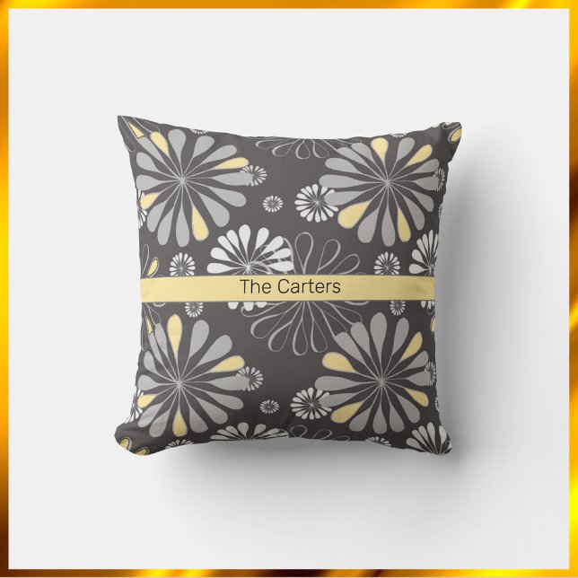 Trendy Grey and Yellow Floral  Cushion (Creator Uploaded)