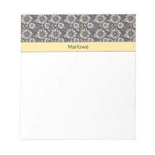 Trendy Grey and Yellow Floral Notepad