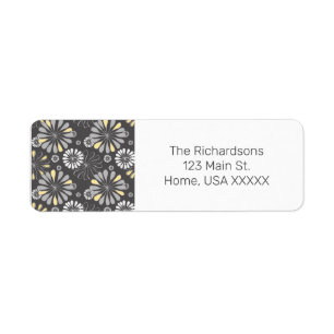 Trendy Grey and Yellow Floral Return Address Label
