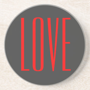 Trendy Grey Background Red Love Wedding Coaster
