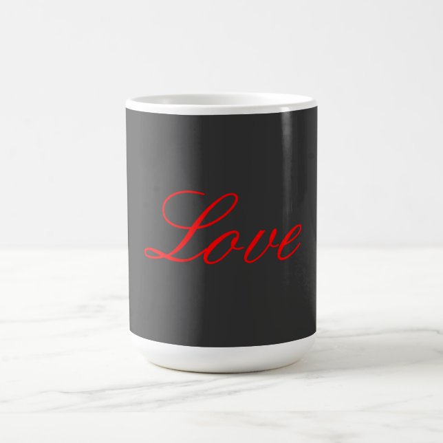 Trendy Grey Background Red Love Wedding Coffee Mug (Center)