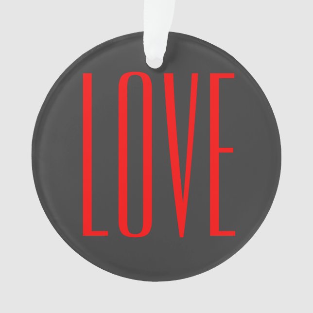 Trendy Grey Background Red Love Wedding Ornament (Front)