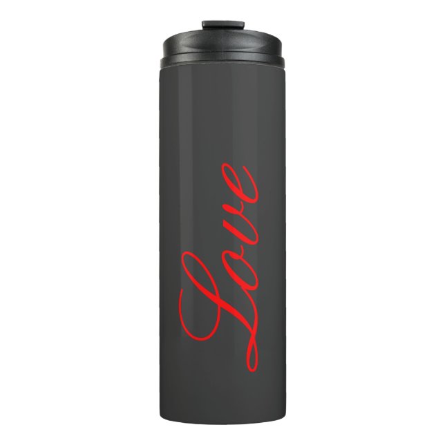 Trendy Grey Background Red Love Wedding Thermal Tumbler (Front)