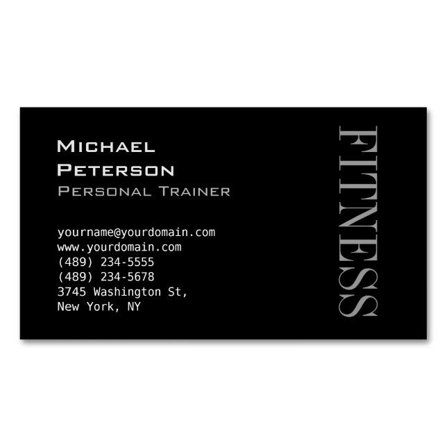 Trendy Grey Black Fitness Sport Business Card (Front)