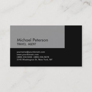 Trendy Grey Black Travel Agent Business Card