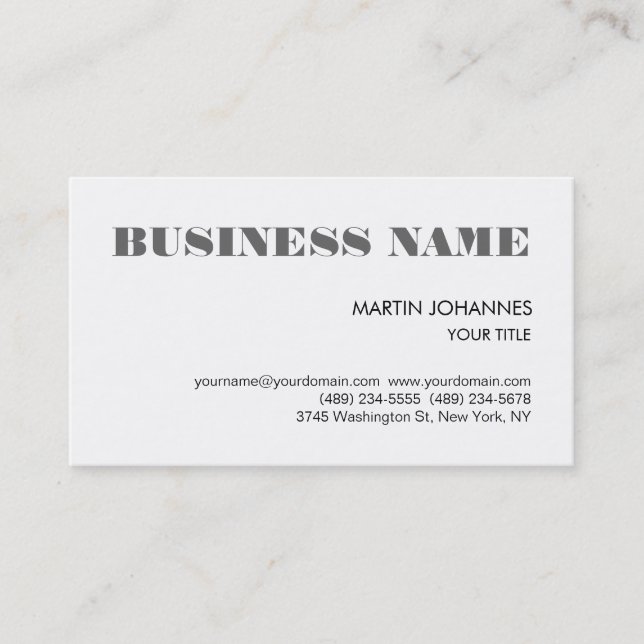 Trendy Grey Black White Business Card (Front)