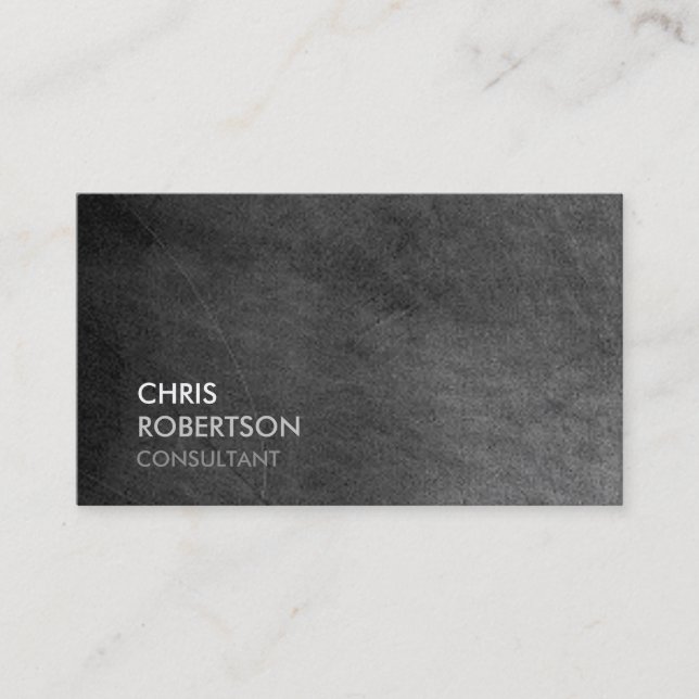 Trendy Grey Chalkboard Attractive Business Card (Front)