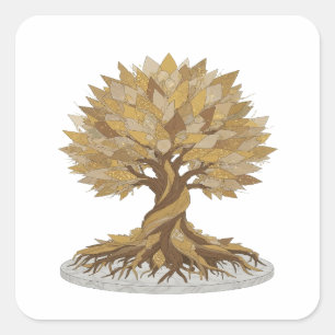 Trendy Grey GOLDEN TREE OF LIFE Sticker Motif