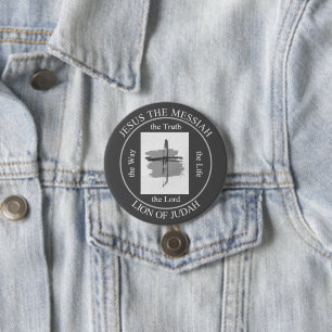 Trendy Grey Jesus The Messiah Christian Faith 7.5 Cm Round Badge