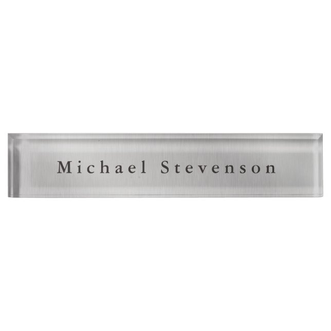 Trendy Grey Modern Design Unique Personal Nameplate (Front)
