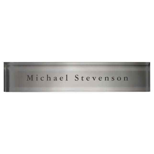 Trendy Grey Modern Design Unique Personal Nameplate (Front)