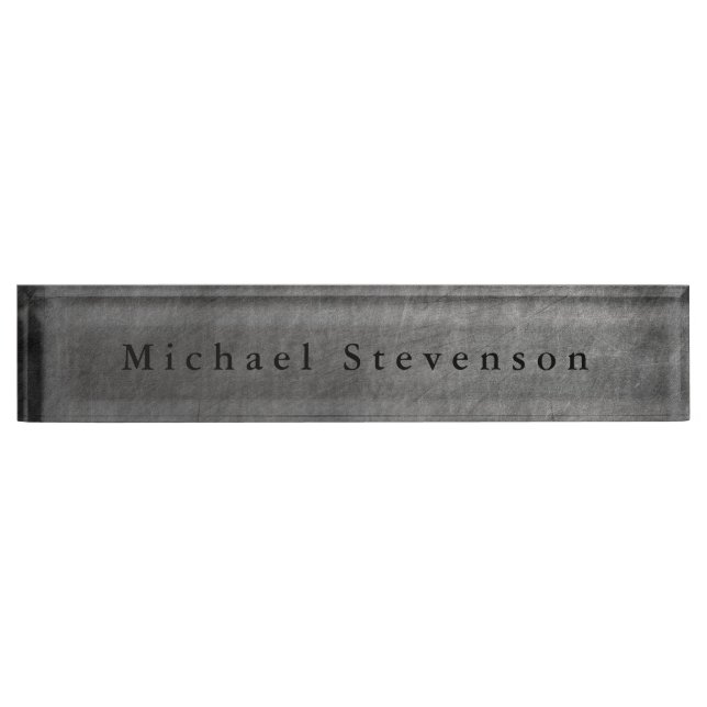 Trendy Grey Modern Design Unique Personal Nameplate (Front)