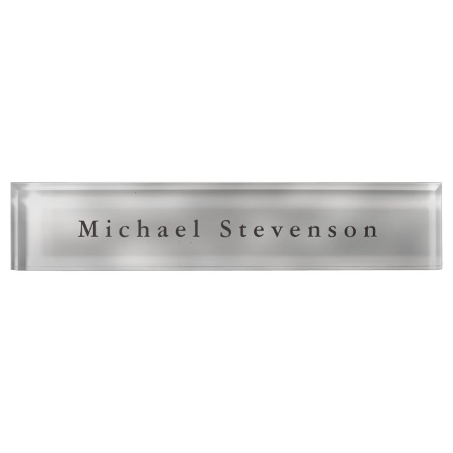 Trendy Grey Modern Design Unique Personal Nameplate (Front)