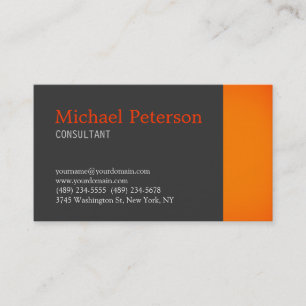 Trendy Grey Orange Modern Consultant Business Card