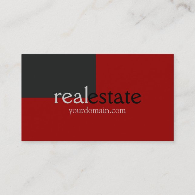 Trendy Grey Red Real Estate Agent Business Card (Front)