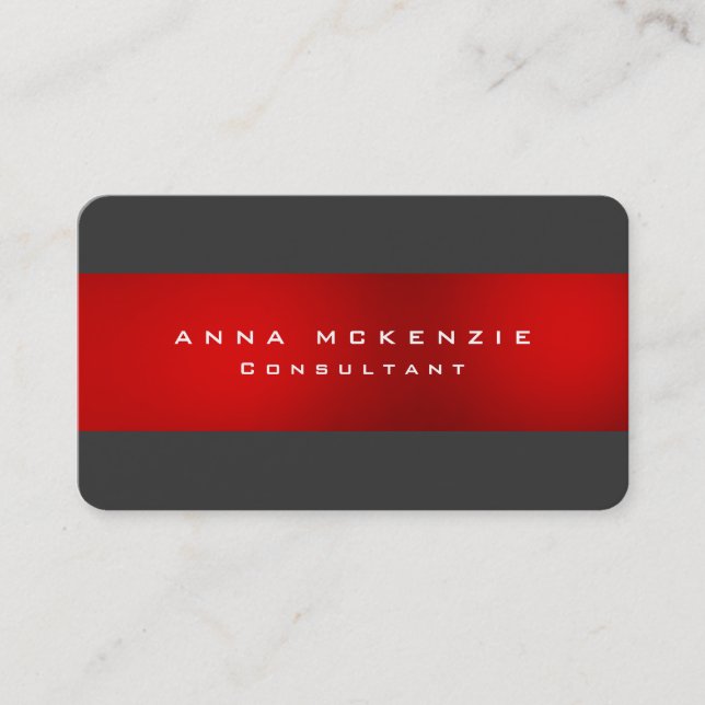 Trendy Grey Red Unique Trendy Creative Business Card (Front)