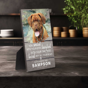 Trendy Grey Rustic Pet Memorial Photo Keepsake Plaque
