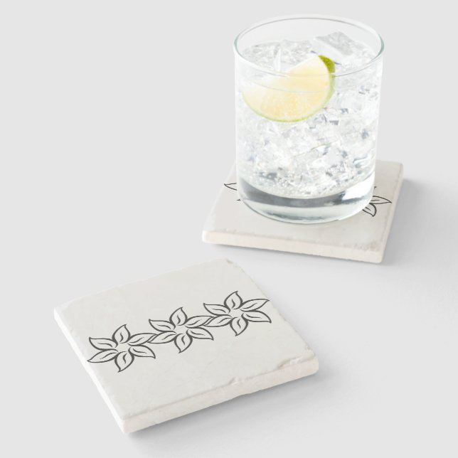 Trendy Grey Silver Modern Stylised Pattern Stone Coaster (Side)
