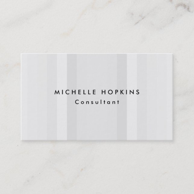 Trendy Grey Striped Professional Minimalist Business Card (Front)