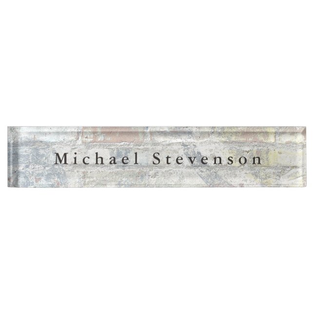 Trendy Grey Wall Modern Design Unique Personal Nameplate (Front)