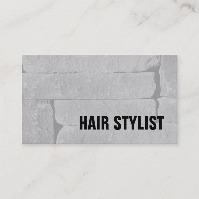 Trendy Grey Wall Modern Hair Stylist Business Card (Front)
