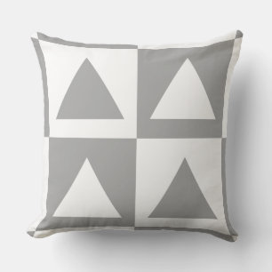 Trendy Grey&White Chequered&Triangle Pattern Cushion