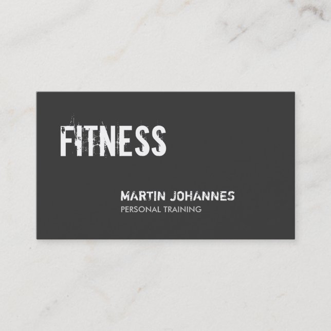 Trendy Grey White Personal Trainer Business Card (Front)